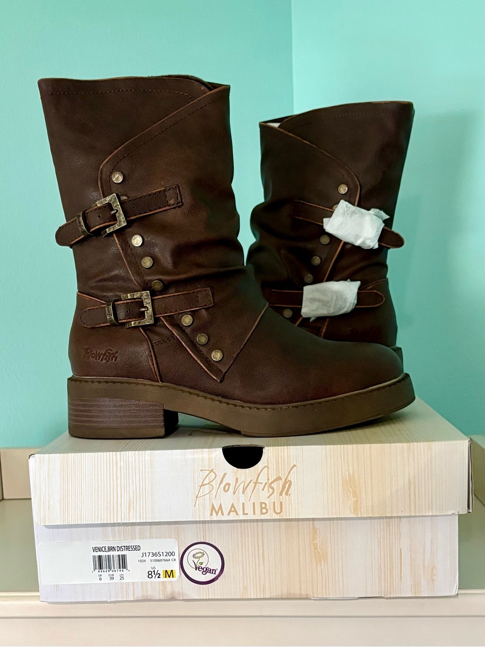 Blowfish Venice Women's Brown Mid-Calf Buckle Boots